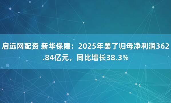启远网配资 新华保障:2025年罢了归母净利润362.84亿元,同比增长38.3%